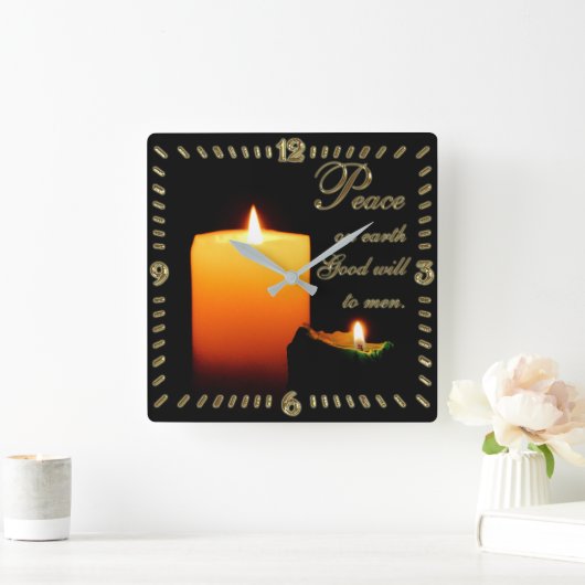 Vrede op aarde kerstvierkant wandklok (Huis)