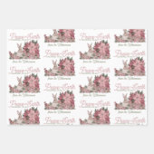 Vrede op aarde konijn in bloemen Kerstmis Inpakpapier Vel (Voorkant)