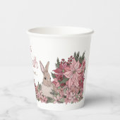 Vrede op aarde konijn in Flowers Roze Papieren Bekers (Achterkant)