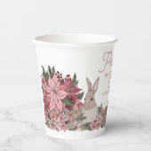 Vrede op aarde konijn in Flowers Roze Papieren Bekers (Voorkant)