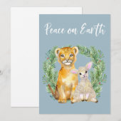 Vrede op aarde Leeuw Lam Schattig Feestdag Feestdagenkaart (Voorkant / Achterkant)