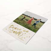 Vrede op Aarde Lettering Foto Goud Folie Feestdagenkaart (Gedraaid)