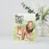 Vrede op aarde Lion Lamb Cute Holiday Briefkaart (Staand voorkant)