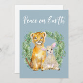 Vrede op aarde Lion Lamb Cute Holiday Feestdagenkaart (Voorkant / Achterkant)