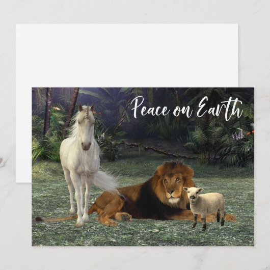 Vrede op aarde Lion Lamb Unicorn Feestdagenkaart (Voorkant / Achterkant)