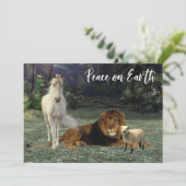 Vrede op aarde Lion Lamb Unicorn Feestdagenkaart (Staand voorkant)