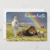 Vrede op aarde Lion Lamb Unicorn Rainbow Feestdagenkaart (Voorkant)