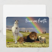 Vrede op aarde Lion Lamb Unicorn Rainbow Feestdagenkaart (Voorkant / Achterkant)