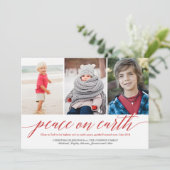 Vrede op aarde Lukas 2:14 Vers Vakantie 3-Foto roo Feestdagenkaart (Staand voorkant)