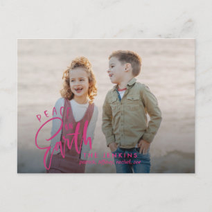 Vrede op aarde   Magenta   kerstfeestfoto Briefkaart