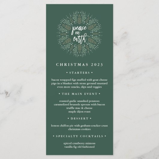 Vrede op aarde | Menu Kerstdiner (Voorkant)