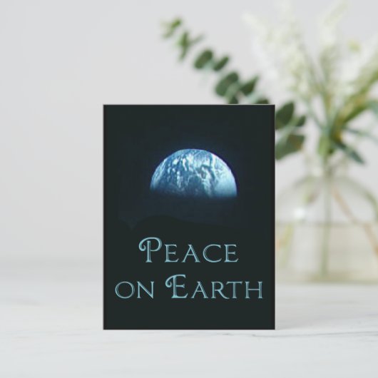 Vrede op aarde met Afbeelding van de aarde vanuit  Feestdagenkaart (Staand voorkant)