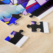 Vrede op aarde met een dove gekleurd glas Jigzaag  Legpuzzel (Zijkant)