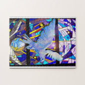 Vrede op aarde met een dove gekleurd glas Jigzaag  Legpuzzel (Horizontaal)