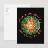 Vrede op aarde met Glas in lood Design Kaarten Feestdagenkaart (Voorkant / Achterkant)