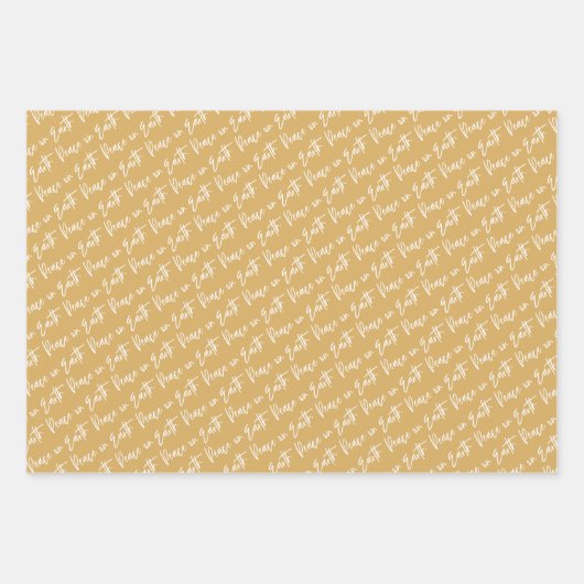 Vrede op aarde met gouden kerst inpakpapier vel (Voorkant)