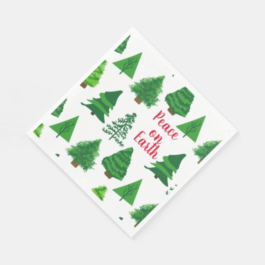 Vrede op aarde met kerstbomen servet (Hoek)