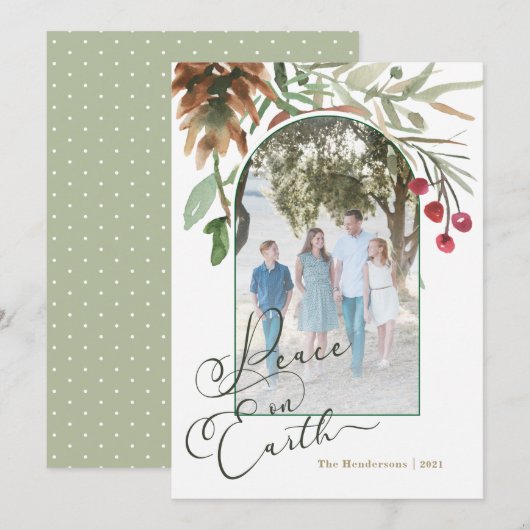 Vrede op aarde met kerstgroenfoto (Voorkant / Achterkant)