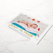 Vrede op aarde met kerstmis Foto geboorteaankondig Folie Feestdagenkaart (Gedraaid)