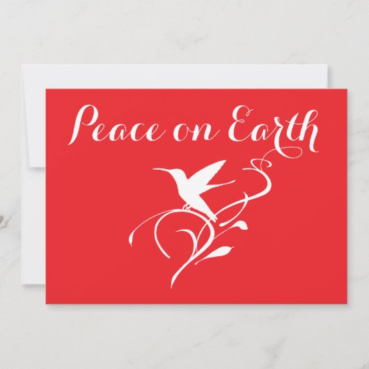 Vrede op Aarde met Kerstmis Hummingbird Modern Red Feestdagenkaart (Voorkant)