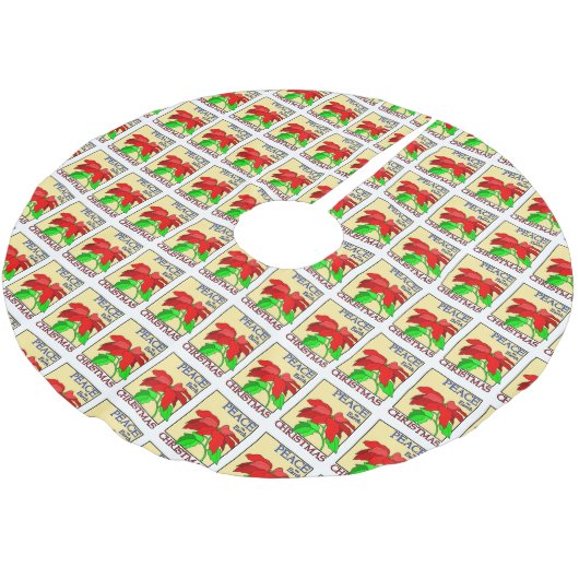 Vrede op Aarde met Kerstmis Rood Poinsettia Kerstboom Rok (Gekanteld)