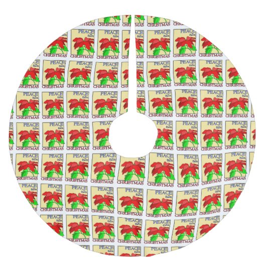 Vrede op Aarde met Kerstmis Rood Poinsettia Kerstboom Rok (Voorkant)