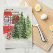 Vrede op aarde met kersttrailer Camper Rustic Theedoek (Quarter Fold)