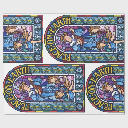 Vrede op Aarde, met Raphaelite gekleurd glas Cadeaupapier (Vlak)