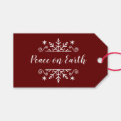 Vrede op aarde met sneeuwvlok cadeaulabel (Voorkant (Horizontaal))