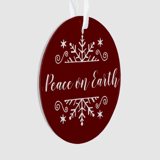 Vrede op aarde met sneeuwvlok ornament (voorkant)