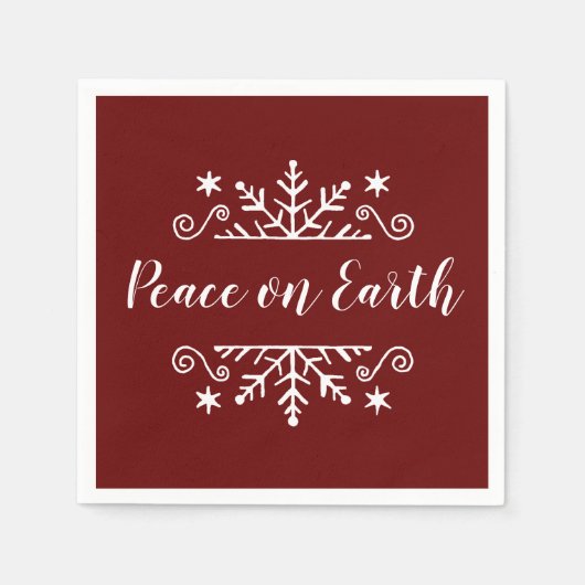 Vrede op aarde met sneeuwvlok servet (Voorkant)
