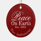 Vrede Op Aarde Minimalistisch Schrift Kerstmis Roo Keramisch Ornament (Links)