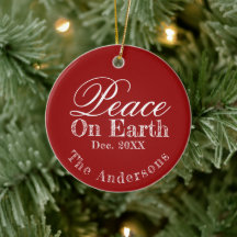 Vrede Op Aarde Minimalistisch Script Kerstmis Rood