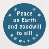 Vrede op Aarde minimalistische Blauwe Snowflake-et Labels (Design 2)