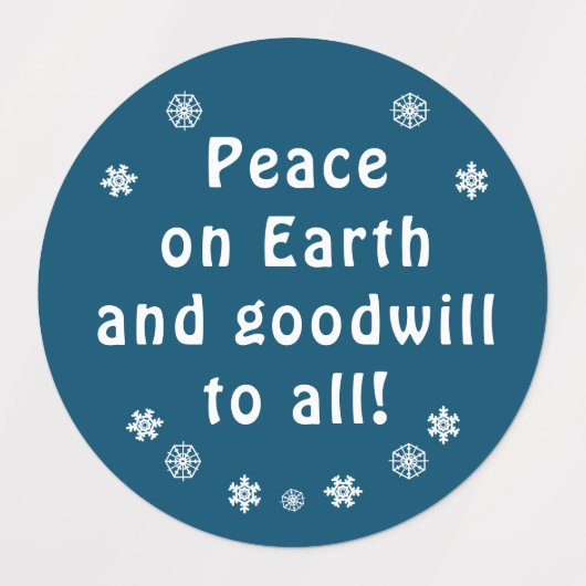 Vrede op Aarde minimalistische Blauwe Snowflake-et Labels (Design 1)