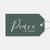Vrede op aarde | Minimalistische Eenvoudige Groene Cadeaulabel (Voorkant (Horizontaal))