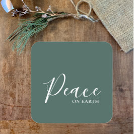 Vrede op aarde | Minimalistische Eenvoudige Groene Vierkante Sticker