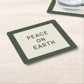 Vrede op aarde | Minimalistische kersttypografie Kartonnen Onderzetters (Schuin)