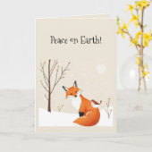 Vrede op Aarde Minimalistische Vos Vogel Leuk Dier Kaart