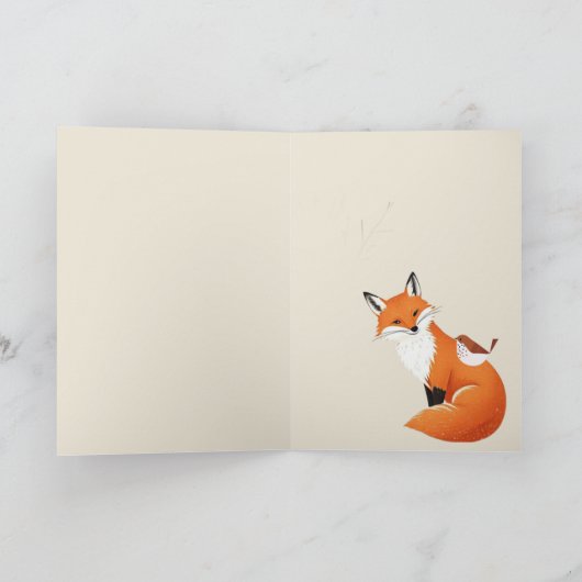 Vrede op Aarde Minimalistische Vos Vogel Leuk Dier Kaart (Binnen)