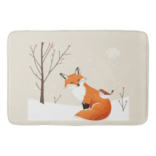 Vrede op Aarde Minimalistische Vos Vogel Leuke Die Badmat