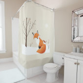 Vrede op Aarde Minimalistische Vos Vogel Leuke Die Douchegordijn (In situ)