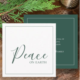 Vrede op aarde | Modern Eenvoudig Groen Persoonlij Feestdagenkaart