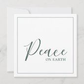 Vrede op aarde | Modern Eenvoudig Groen Persoonlij Feestdagenkaart (Voorkant)