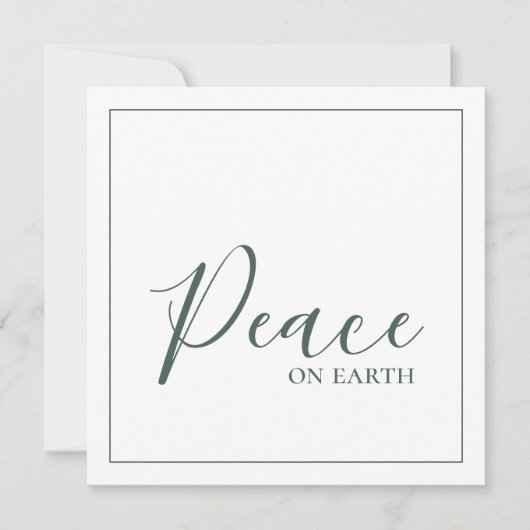 Vrede op aarde | Modern Eenvoudig Groen Persoonlij Feestdagenkaart (Voorkant)