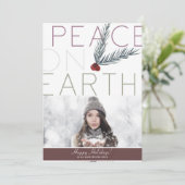 VREDE OP AARDE Modern Schone Minimale Kerst Foto Kaart (Staand voorkant)