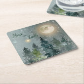 Vrede op aarde Moderne kerstfeestdag in de Waterve Kartonnen Onderzetters (Schuin)