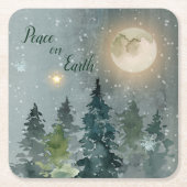 Vrede op aarde Moderne kerstfeestdag in de Waterve Kartonnen Onderzetters (Voorkant)