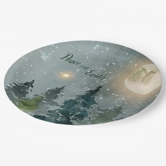 Vrede op aarde Moderne kerstfeestdag in de Waterve Papieren Bordje (Gekanteld)