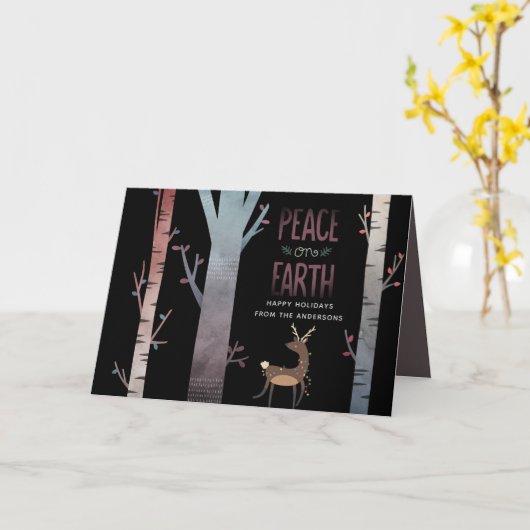 Vrede Op Aarde Moderne Kerstvakantie Aangepast Kaart (Gele Bloem)